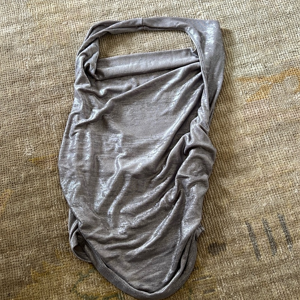Halter cow neck shimmery top